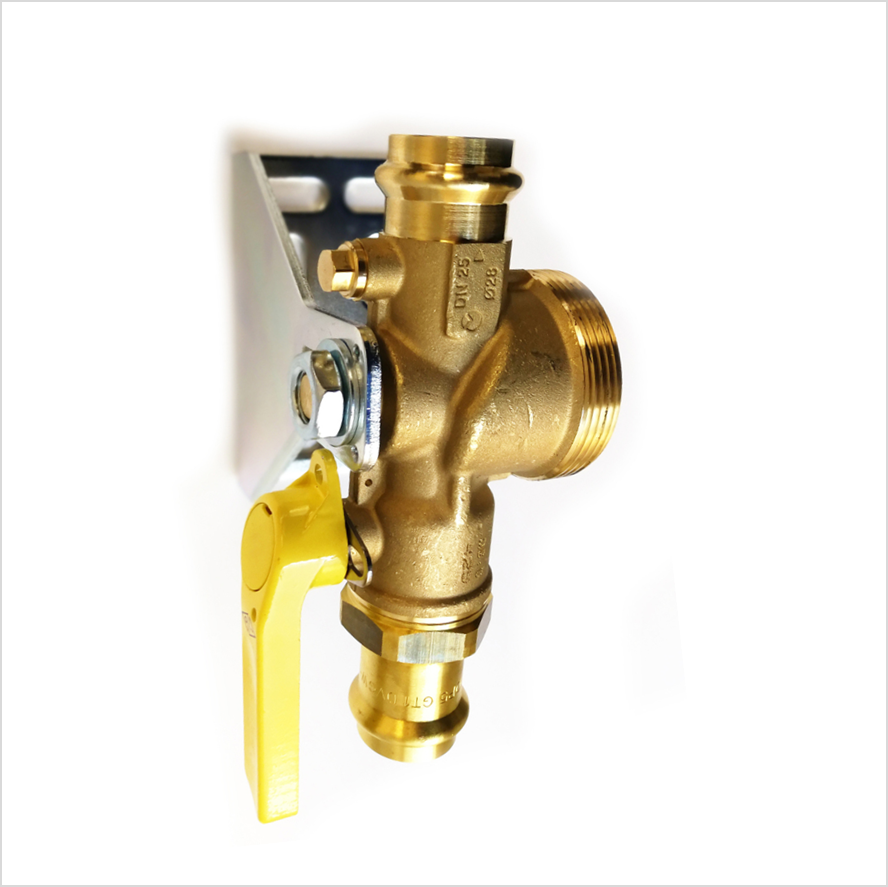 TRINNITY Gaszähler-Kugelhahn HTB 22mm Press mit Montageplatte