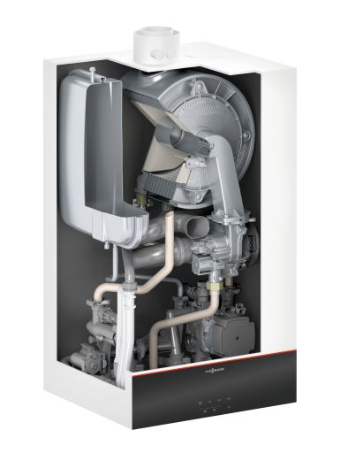Viessmann Paket Vitodens 100-W 19,0 kW alle Gasarten angehoben Kombigerät Aufputz-Montage raumluftabh. u. raumluftunabh.