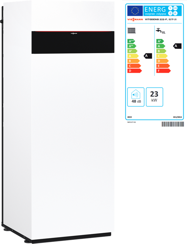 Vitodens 222-F 25,0 kW alle Gasarten HMU-C angehoben 100 L