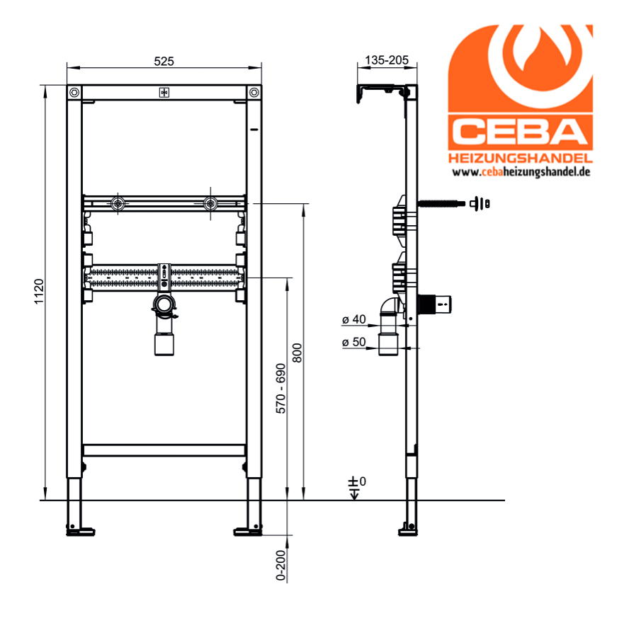 CONEL VIS WT-Element E3 f. Trockenbau, f. Einloch-Batterrie, BH: 1120mm