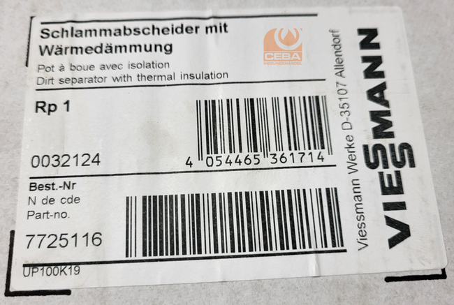 Viessmann Schlammabscheider Rp1 m.Wärmedämmung
